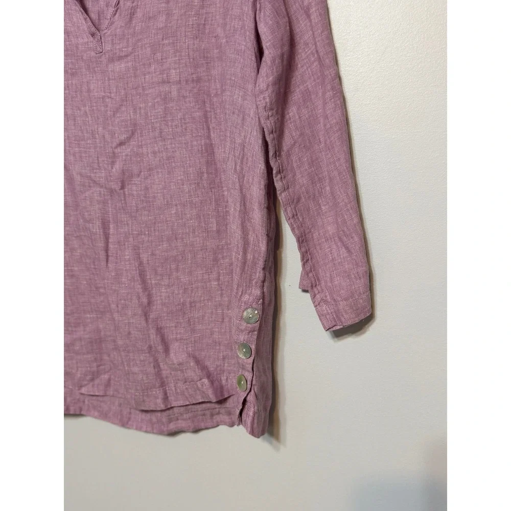 St. Tropez Linen Coastal Minamilist Tunic Top Womens Size S Timeless Resortcore - Picture 4 of 7